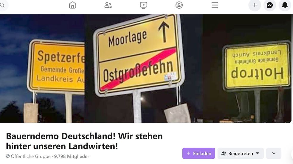 Das neue Titelbild der aus Ostfriesland initiierten, aber bundesweit wirkenden Facebook-Gruppe „Bauerndemo Deutschland“. Wer steht da hinter den Landwirten? Screenshot