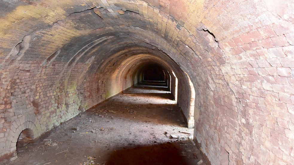 Blick in den alten Rundofen der Ziegelei in Pilsum. Das Betreten des Geländes ist nur mit Genehmigung erlaubt. Foto: Wagenaar