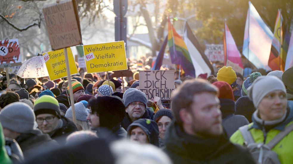 Wie hier in Heidelberg, fanden vergangenes Wochenende bundesweit Demonstrationen gegen rechts statt. Foto: dpa/Jason Tschepljakow