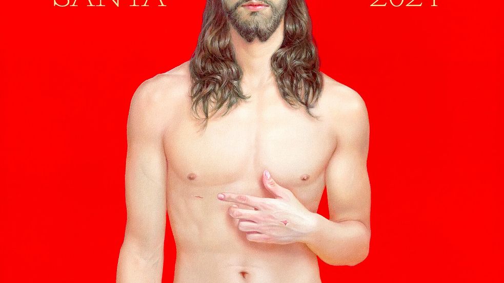 Das Plakat zeigt einen leicht bekleideten und athletischen Jesus, der nicht mit leidendem, sondern mit sinnlichem Gesichtsausdruck in die Welt schaut. Foto: Consejo de HH y CC