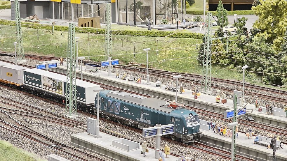 Die Miniatur der Güterbahn auf der Anlage des Miniatur Wunderlands Hamburg. Foto: e.g.o.o.