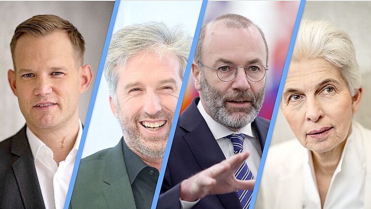 Prominente Gäste im NOZ-Expertentalk: Hendrik Streeck, Boris Palmer, Manfred Weber, Marie-Agnes Strack-Zimmermann Foto: Jonas E. Koch/ dpa/ Michael Kappeler/ Fabian Sommer/ Bernd Weißbrod/ Jean-Francois Badias