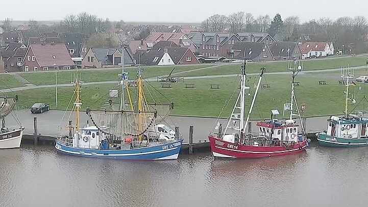 Blick über die Kutter im Hafen Greetsiel. Foto: Hanz