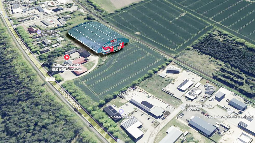 So könnte die neue, große Kart-Bahn in Boostedt durch die Firma Racehall positioniert werden. Zumindest, wenn es nach Lego-Erbe Casper Kirk Johansen und dem Jysk-Eigentümer Jacob Brunsborg geht. Foto: H-Projektierung