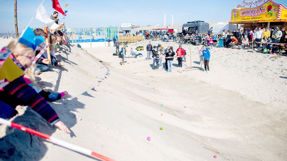 Von einer aufgeschütteten Düne werden auf Norderney Eier getrullert. Foto: Archiv/Hauke-Christian Dittrich/dpa