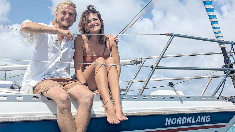 Janek Harms und Lena Riede segeln mit ihrer "Nordklang" um die Welt. Bild: Privat