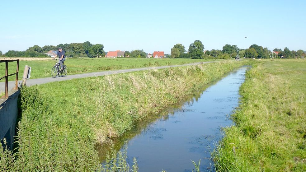 Starker Regen und Dürre durch den Klimawandel: In Jemgum arbeitet man beispielsweise an neuen Ansätzen fürs Wassermanagement. Ein Sieltief kann so zum Wasserspeicher werden. Foto: Archiv