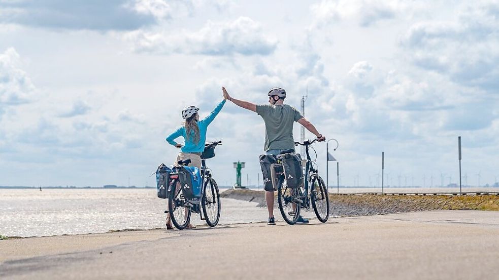 Endpunkt der 385 Kilometer langen Radroute entlang der Ems ist im Emder Hafen. Foto: Emsradweg