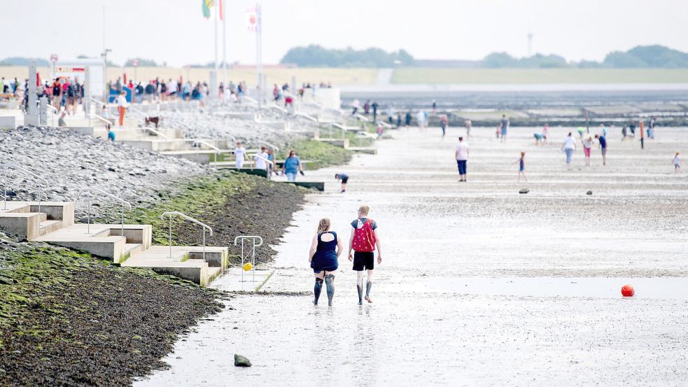 Mit den Füßen im Watt, die Seeluft in der Nase und das Meerwasser vor der Haustür - Norddeich darf sich weiter Nordseeheilbad nennen. Foto: DPA