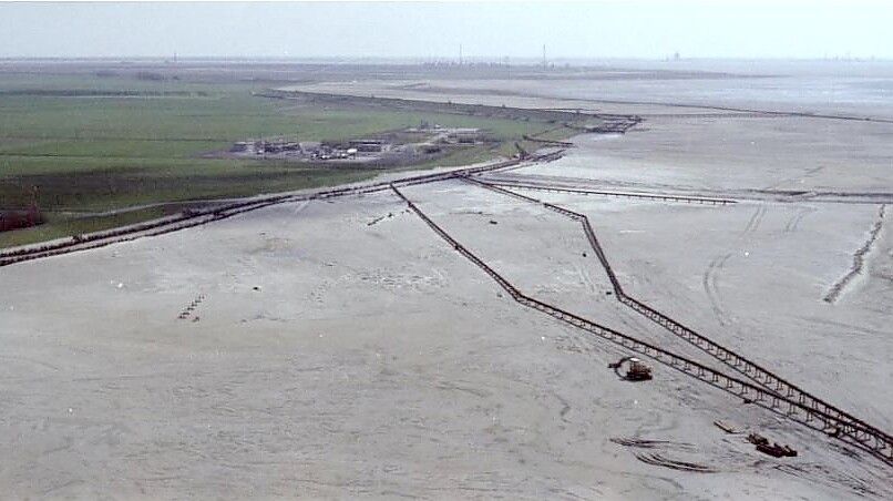 So sah das Deichvorland 1985 nach der Überspülung mit Sand aus der Ausbaggerung des Ems-Fahrwassers aus. Foto: Ecoplan
