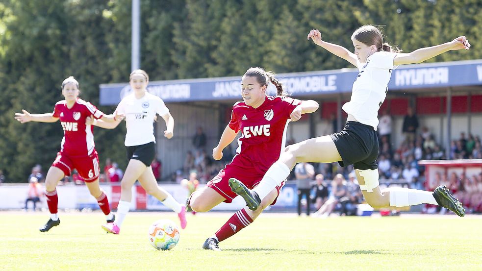 Anfang Juni 2023 kamen fast 3330 Zuschauer zum Halbfinale gegen Eintracht Frankfurt. Am 11. Mai steht nun wieder ein Fußballfest an, diesmal gegen Mönchengladbach. Foto: Doden/Emden