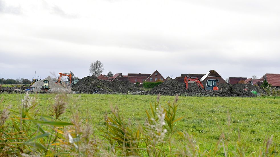 Das Baugebiet „Alte Brauerei“ in Pilsum. Dieses Foto ist im Oktober 2023 entstanden. Foto: Wagenaar/Archiv