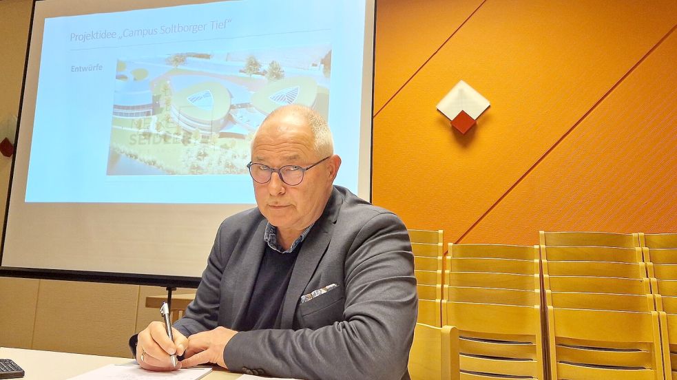Auch wenn ProEngeno als Investor abgesprungen ist: Jemgums Bürgermeister Hans-Peter Heikens will an seiner Idee von einem klimaneutralen Kompetenzzentrum in Soltborg (Gemeinde Jemgum) festhalten. Archivfoto: Gettkowski