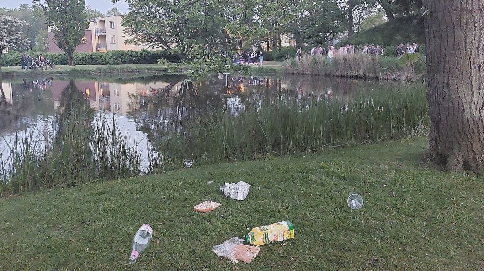 Deutlich mehr Müll als im Vorjahr wurde nach dem Vatertag am Schwanenteich gefunden.