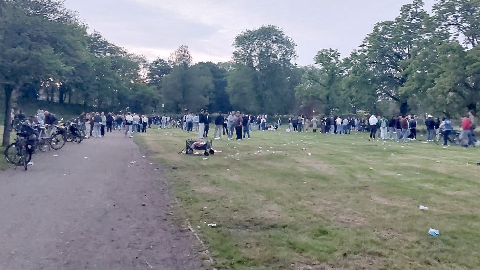 Hunderte junge Menschen kommen seit wenigen Jahren am Abend des Vatertags am Schwanenteich zusammen. Fotos: Hanssen/Archiv