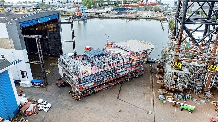Der Bau der Förderplattform N05-A schreitet voran. Foto: One-Dyas B.V./obs