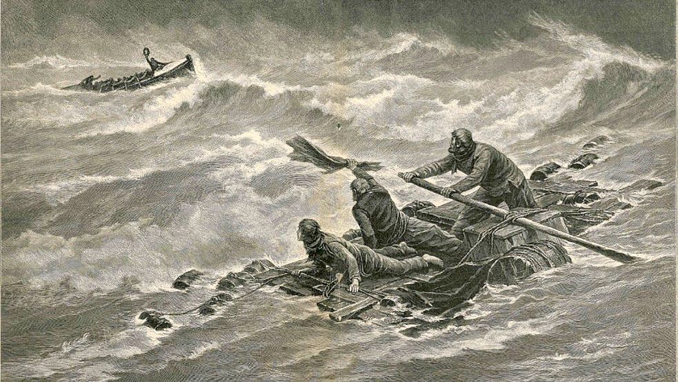 Darstellung eines Rettungseinsatzes im 19. Jahrhundert. Grafik: Deutsches Sielhafenmuseum