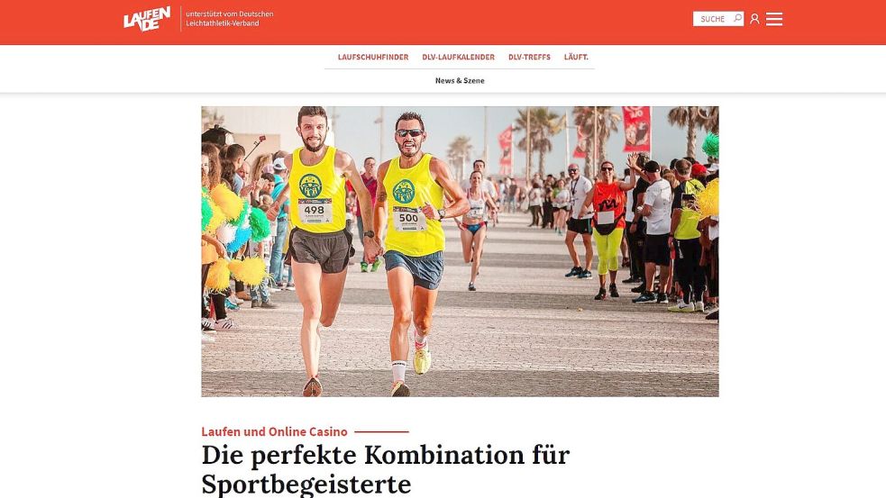 Linkbuilding für Online-Casinos versteckt sich auch auf renommierten Webseiten wie Laufen.de. Bildschirmfoto: Böning