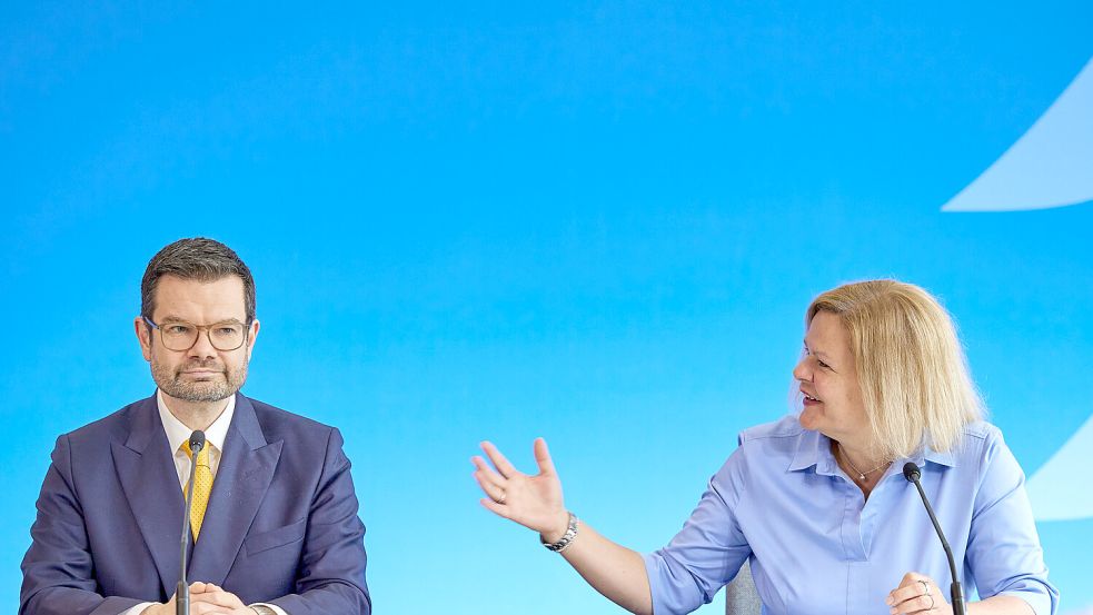 Sorgen sich um die „Resilienz“ des Verfassungsgerichts: Justizminister Marco Buschmann (FDP) und Innenministerin Nancy Faeser (SPD) Foto: dpa/Joerg Carstensen