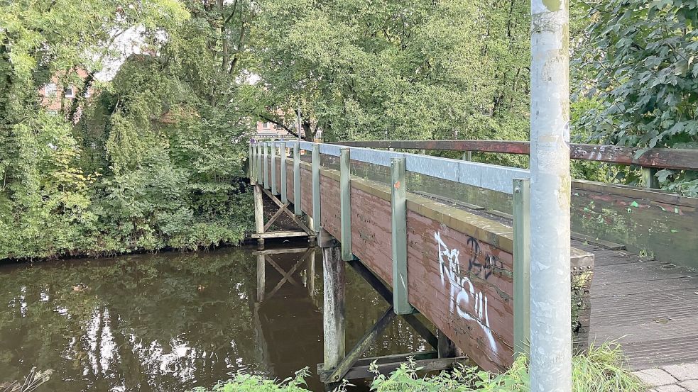 Schön ist das Stückwerk aus Holz und nachträglich aufgesetztem Geländer schon lange nicht mehr. Foto: Schuurman