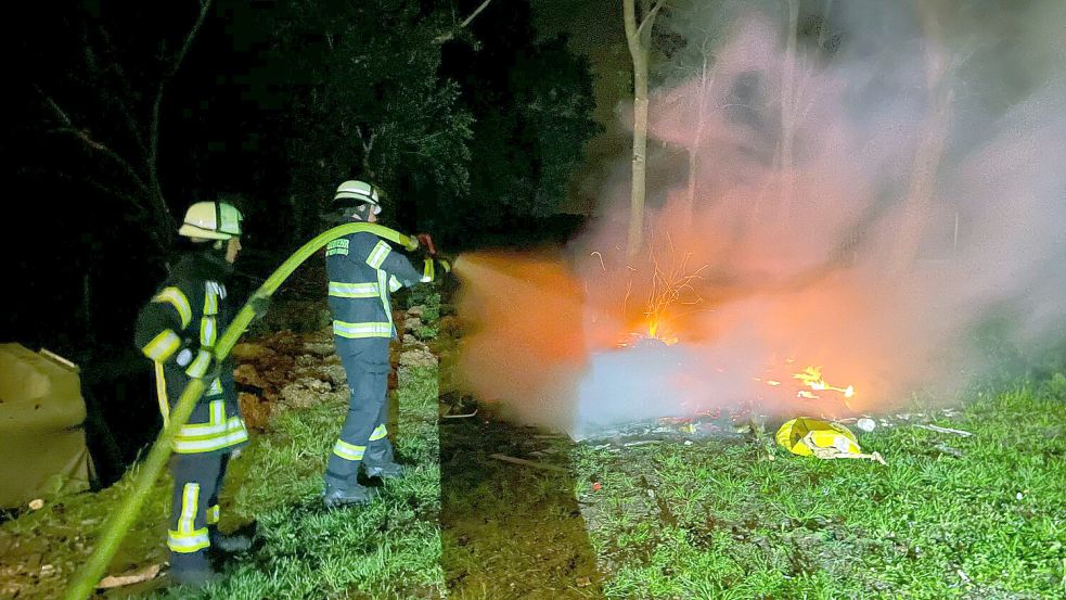 Ein Müllhaufen wurde gelöscht. Foto: Feuerwehr Holthusen