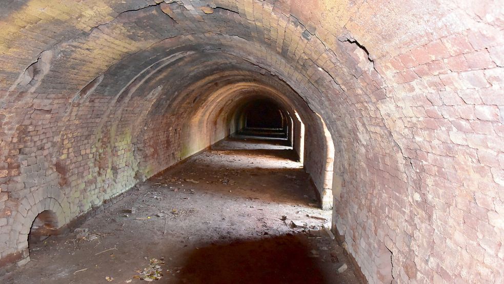Blick in den alten Rundofen der Ziegelei in Pilsum. Das Betreten des Geländes und der stark einsturzgefährdeten Gebäude ist nur mit Genehmigung erlaubt. Das Foto ist mit der Einverständnis des Eigentümers bereits vor einigen Jahren entstanden. Foto: Wagenaar/Archiv
