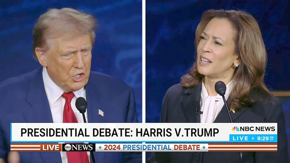 Kurz vor dem historischen Moment, der dann doch ausblieb: TV-Debatte zwischen Donald Trump und Kamala Harris. Foto: IMAGO/UPI Photo/ABC TV
