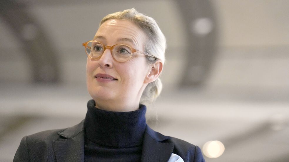 AfD-Chefin Alice Weidel begegnet im Bundestag Schülern, die gerne ein Selfie mit ihr machen wollen. Foto: IMAGO/Bernd Elmenthaler