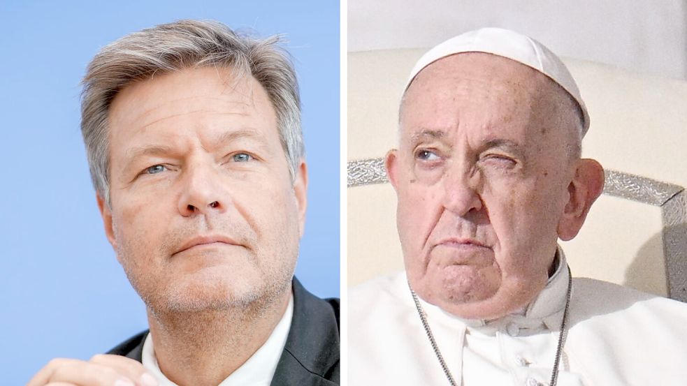 „Die Hoffnung ist die Tugend der Bewegung“: Robert Habeck und Papst Franziskus ziehen in ihren neuen Büchern die ganz großen Linien Foto: dpa/Kay Nietfeld/Imago/ULMER Pressebildagentur