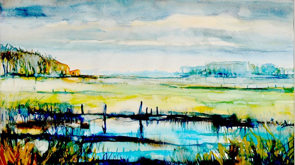 Ein Aquarell von Jürgen Müller-Dühring. Foto: Wolfgang Blachnik, Ostfriesischer Kunstkreis/Archiv