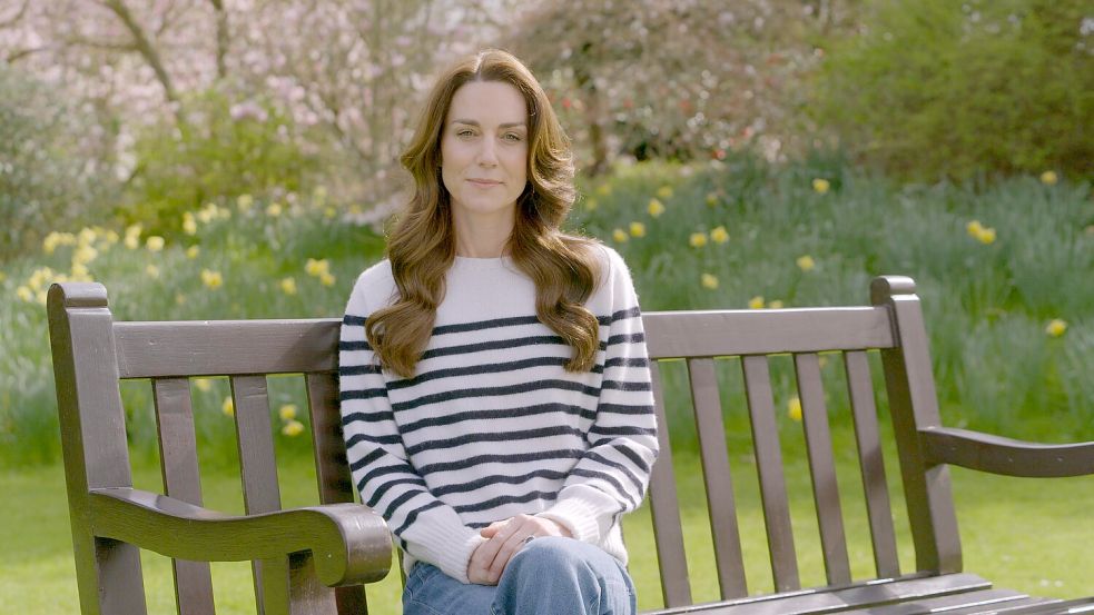 Im März 2024 teilte Prinzessin Kate in einer Videobotschaft mit, dass bei ihr im Bauchraum Krebs entdeckt wurde. Im September hieß es dann aus dem Palast, dass die Behandlung abgeschlossen sei. Foto: dpa/Bbc Studios