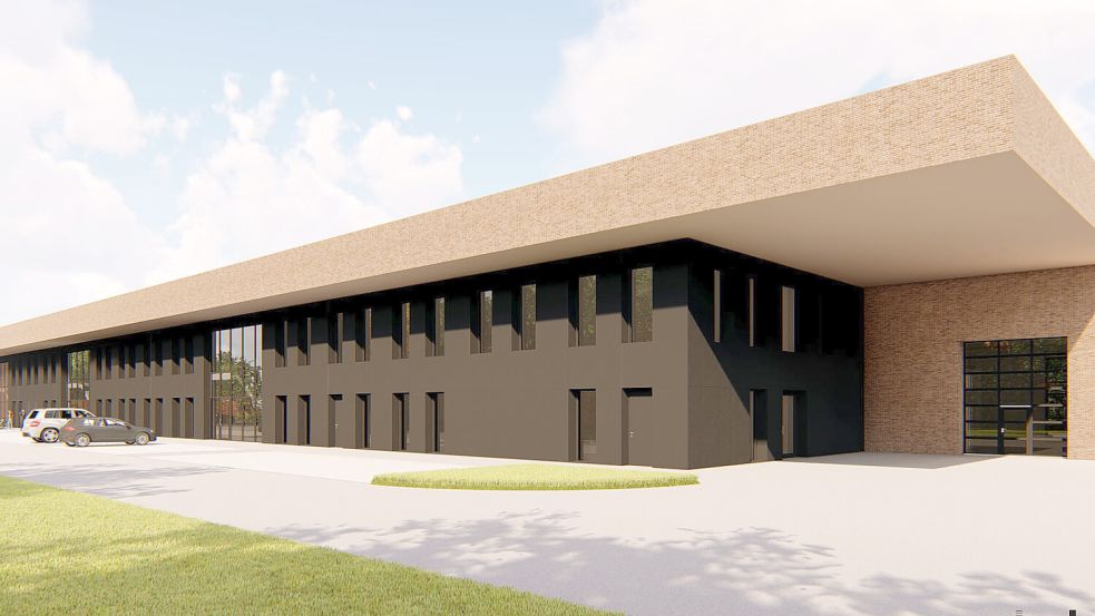 Dies ist einer der Entwürfe für die neue FTZ. Statt mit Klinker soll die Fassade mit einem Recyclatwerkstoff verkleidet werden. Darstellung: kplan®AG