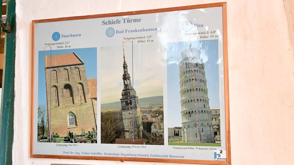 Stolz präsentieren die Suurhuser ihren schiefen Turm. Der Turm von Pisa schafft es „nur“ auf Platz drei.