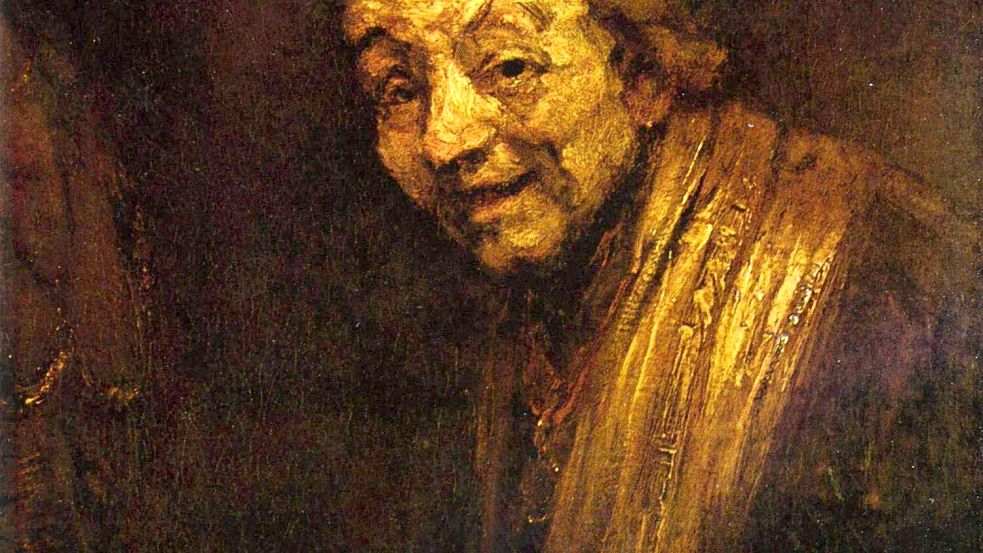 Zeuxis von Herakleia soll sich beim Malen totgelacht haben. Rembrandt erstellte 1663 vor dem Hintergrund dieser Geschichte das „Selbstbildnis, lachend im Alter“. Foto: Wikimedia Commons