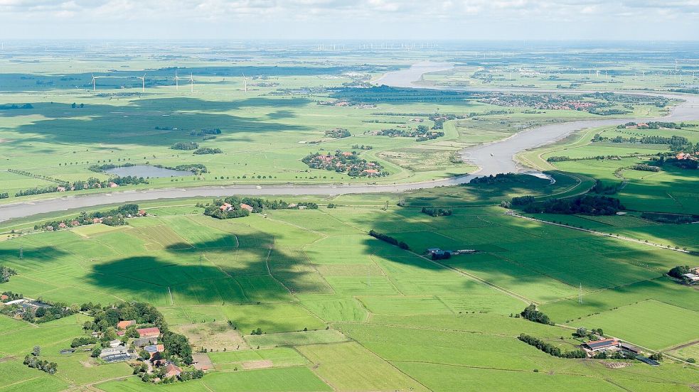 Zahlreiche Höfe liegen im Landkreis Leer in unmittelbarer Nähe zur Ems. Foto: Wagner/dpa