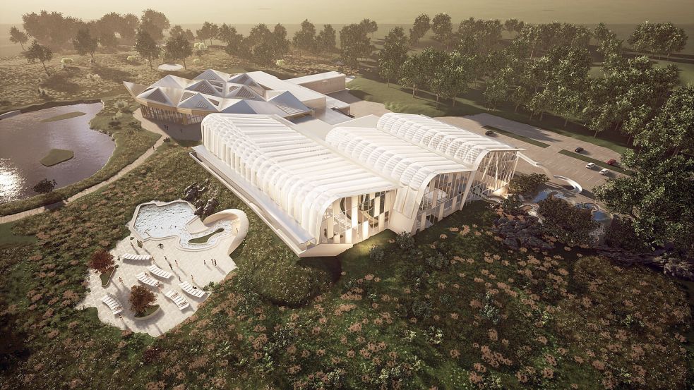 Das Hauptgebäude mit Schwimmbad, Restaurants und Einkaufsmöglichkeiten bietet das Herzstück der neuen Ferienanlage Foto: CenterParcs