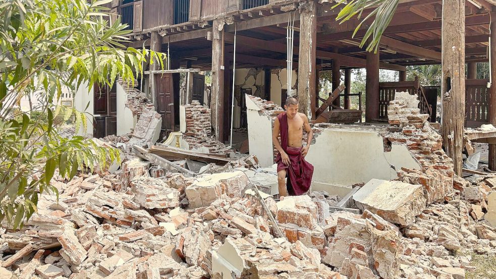 Im von einer Militärjunta gebeutelten Myanmar gibt es große Schäden. Foto: Aung Shine Oo/AP/dpa