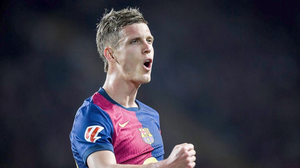 Barcelonas Dani Olmo verletzt sich im Spiel gegen Osasuna. Foto: Matthieu Mirville/ZUMA Press Wire/dpa
