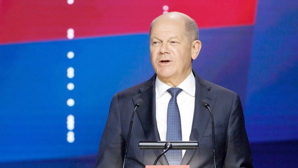 Kanzler Scholz sendet bei der Eröffnungsfeier der Hannover Messe eine klare Botschaft an die USA. Foto: Michael Matthey/dpa