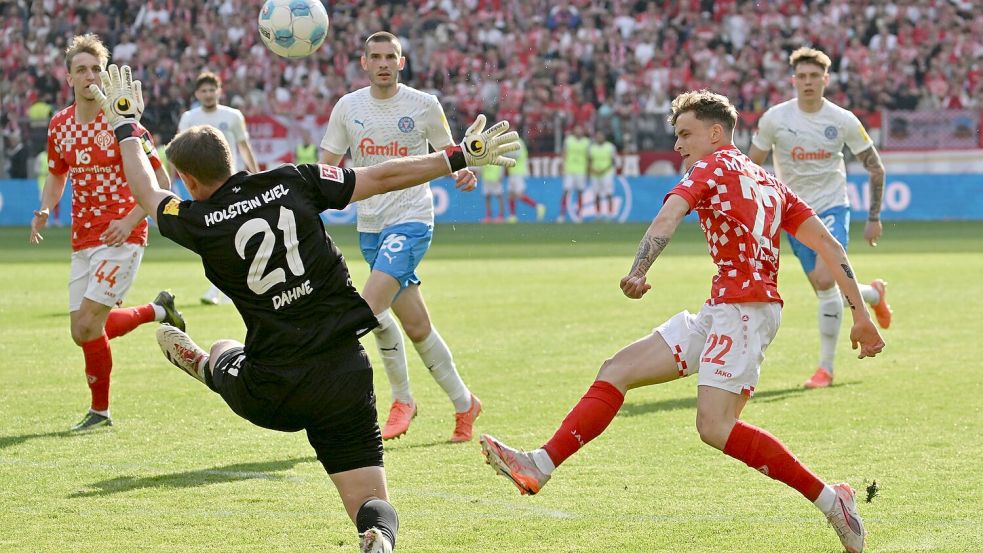 Dank eines Joker-Tores von Nelson Weiper kam der FSV Mainz 05 zu einem Remis gegen Holstein Kiel. Foto: Torsten Silz/dpa