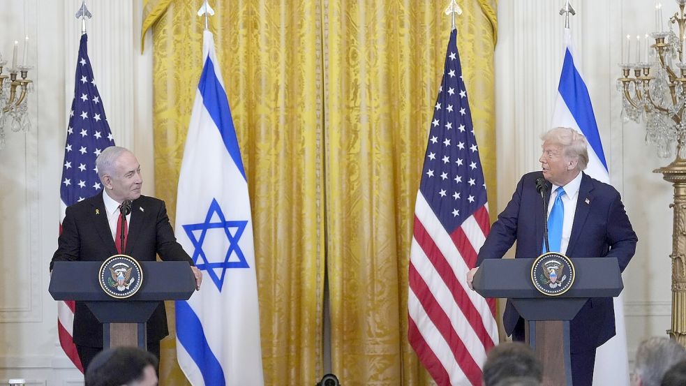 Israels Premier Netanjahu und US-Präsident Trump gelten als enge Verbündete. (Archivbild) Foto: Alex Brandon/AP/dpa