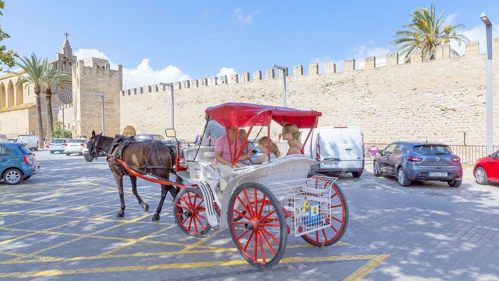Manche Touristen lassen sich gerne in einer Pferdekutsche durch Alcúdia fahren. Foto: Imago/imagebroker