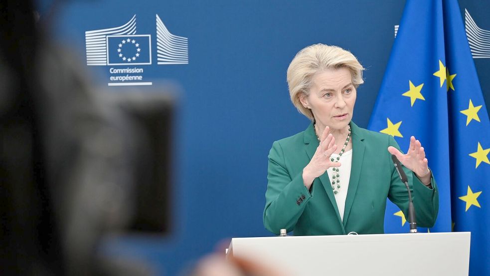 Von der Leyen machte deutlich, dass die EU neben ihren Bemühungen um Verhandlungen mit den USA weiterhin mögliche Gegenmaßnahmen vorbereitet. Foto: Anna Ross/dpa