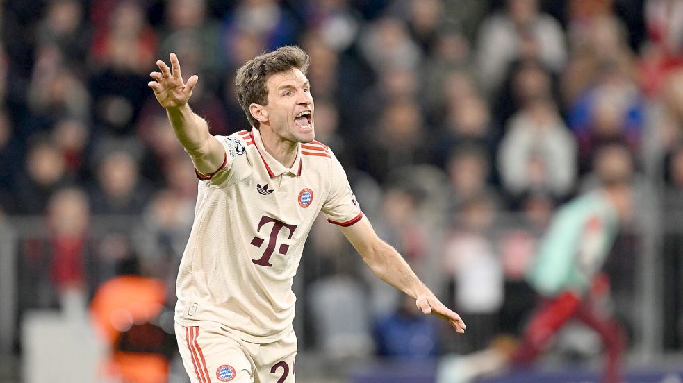 Trifft spät zum zwischenzeitlichen Ausgleich: Thomas Müller. Foto: Sven Hoppe/dpa