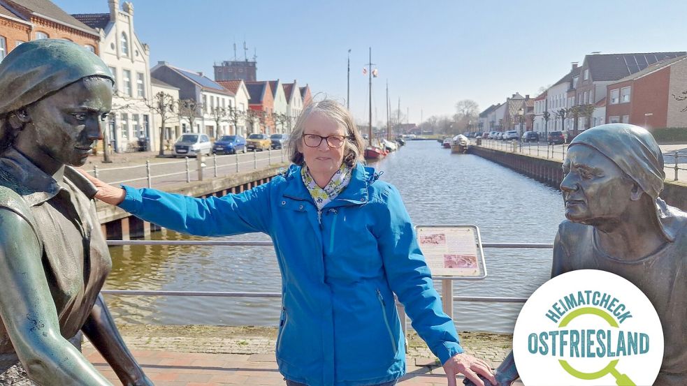 Der alte Hafen von Weener ist für Gästeführerin Geziena Scholtalbers das Highlight der Stadt. Ein bisschen mehr Gastronomie würde sie sich dort wünschen. Foto: Gettkowski