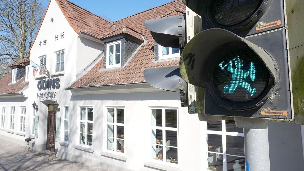 Die Idee stammt aus Dänemark, wo es ebenfalls eine Wikingerampel gibt. Foto: Marcus Brandt/dpa