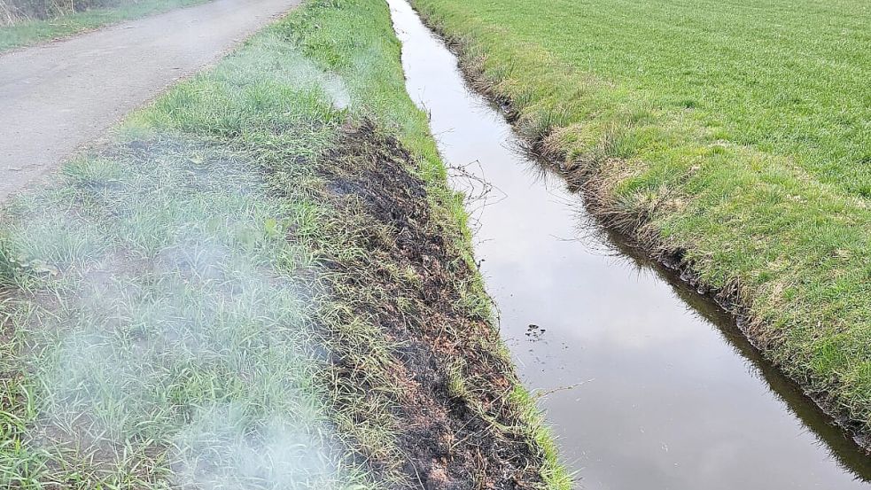 Im Hammrich in Großwolde brannte es an einer Böschung. Foto: Feuerwehr Großwolde
