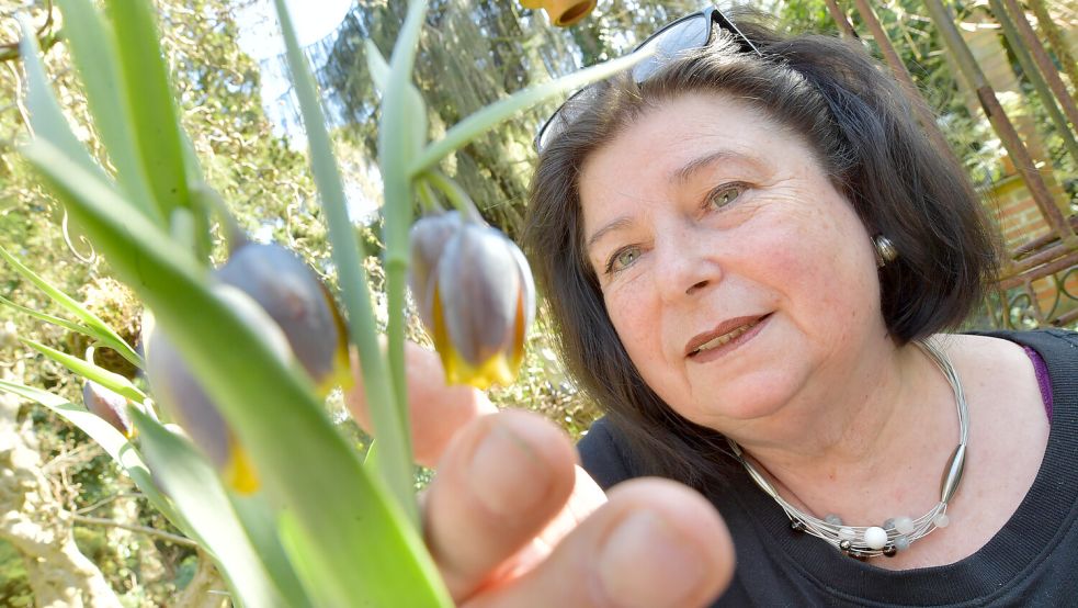 Monika Knospe ist ganz begeistert von dieser Kaiserkrone. Foto: Ortgies