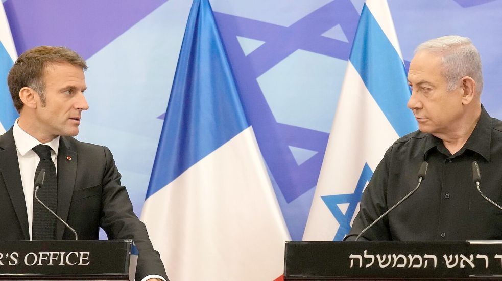 Israels Regierungschef Netanjahu kritisierte den französischen Präsidenten Macron. (Archivbild) Foto: Christophe Ena/AP/dpa