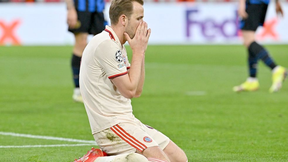 Frust pur: Harry Kane nach seinem Schuss an den Außenpfosten im Hinspiel. Foto: Peter Kneffel/dpa